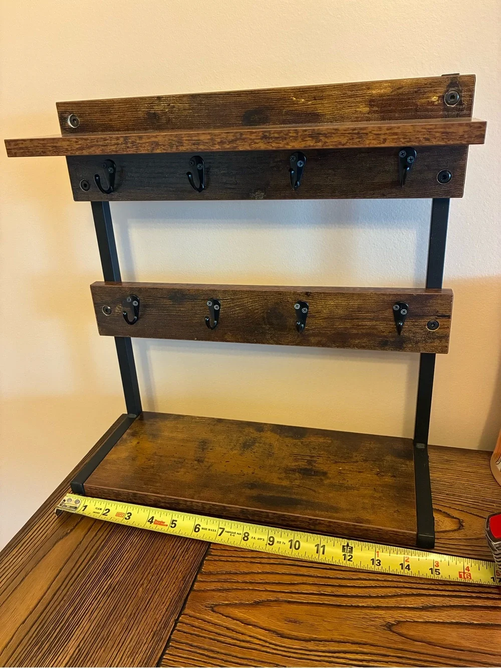 Rustic Brown Wood IBUYKE Countertop Mug Tree, Coffee Mug Cup Holder,Brown